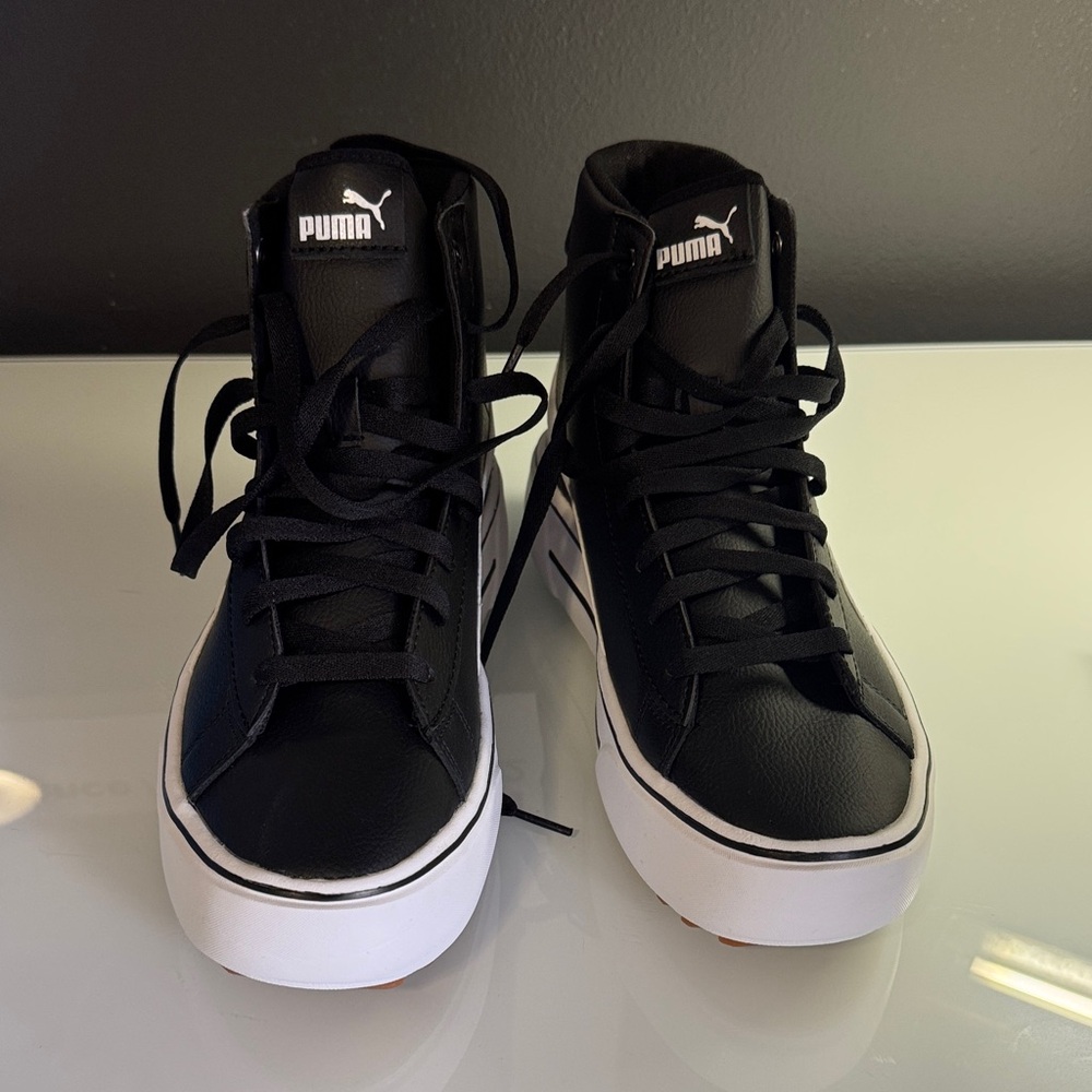 Puma Black and White High-Top Sneakers
